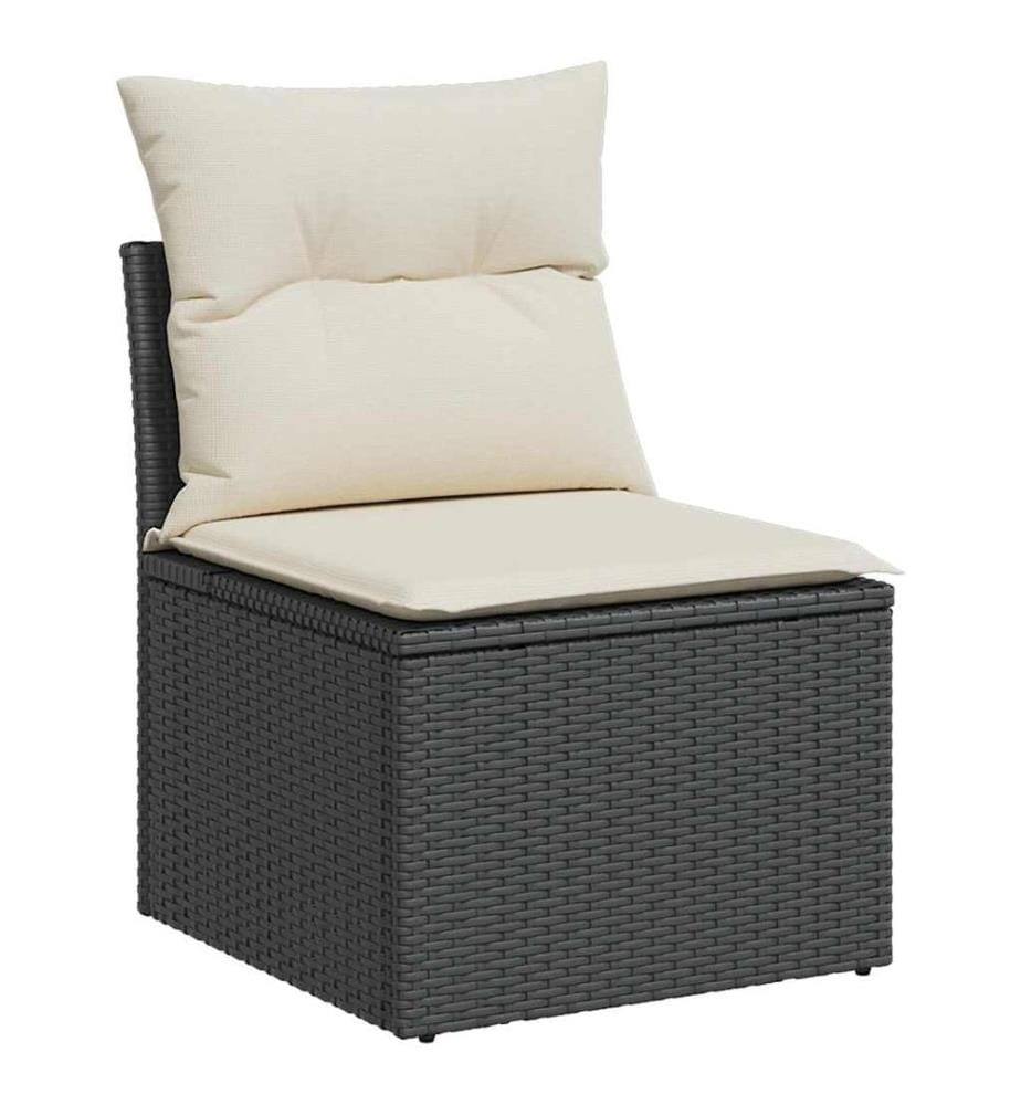 Gartensessel ohne Armlehnen mit Kissen Schwarz Poly Rattan