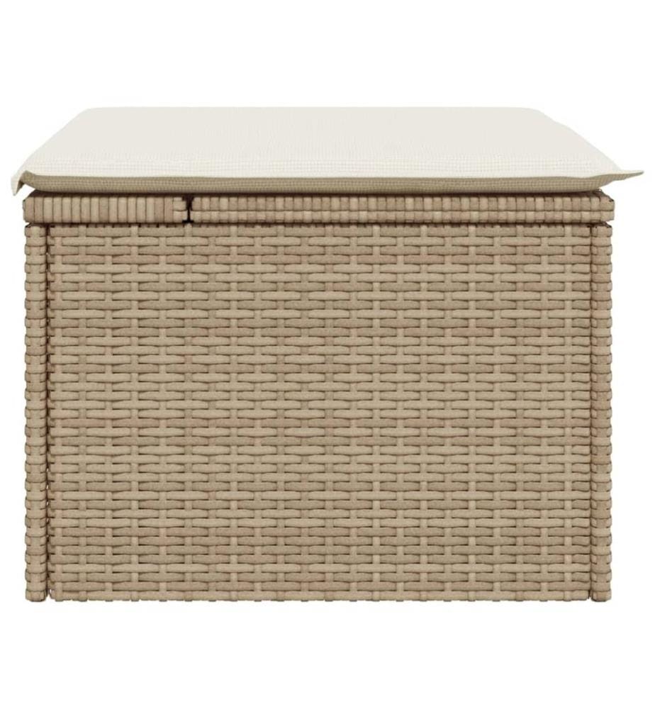 Gartenhocker mit Kissen Beige 55x55x37 cm Poly Rattan