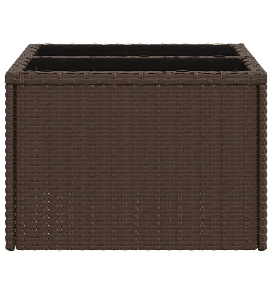 Gartentisch mit Glasplatte Braun 55x55x37 cm Poly Rattan