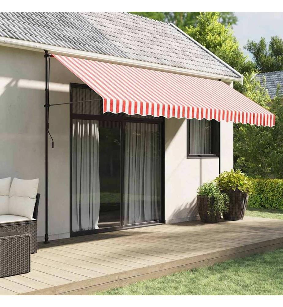 Markisenbespannung Rot und Weiss Gestreift 4x3 m