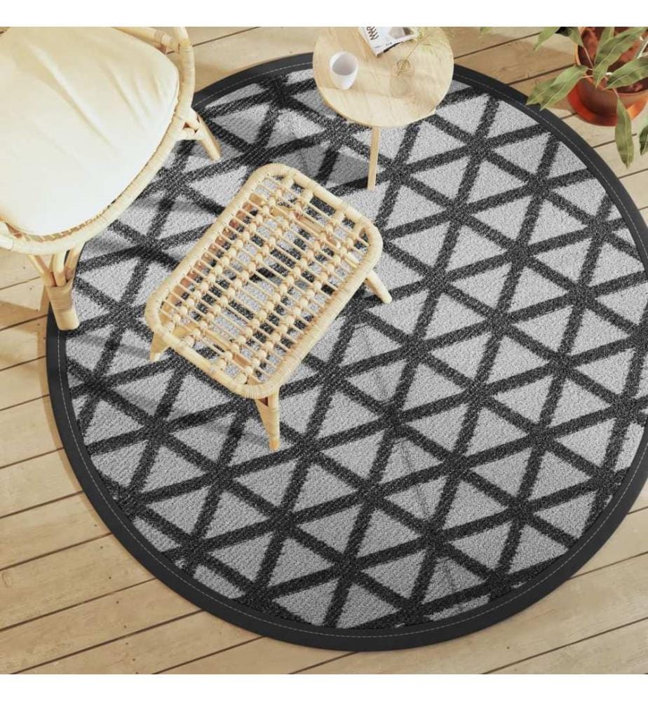 Outdoor-Teppich ARAKIL Schwarz Ø160 cm PP