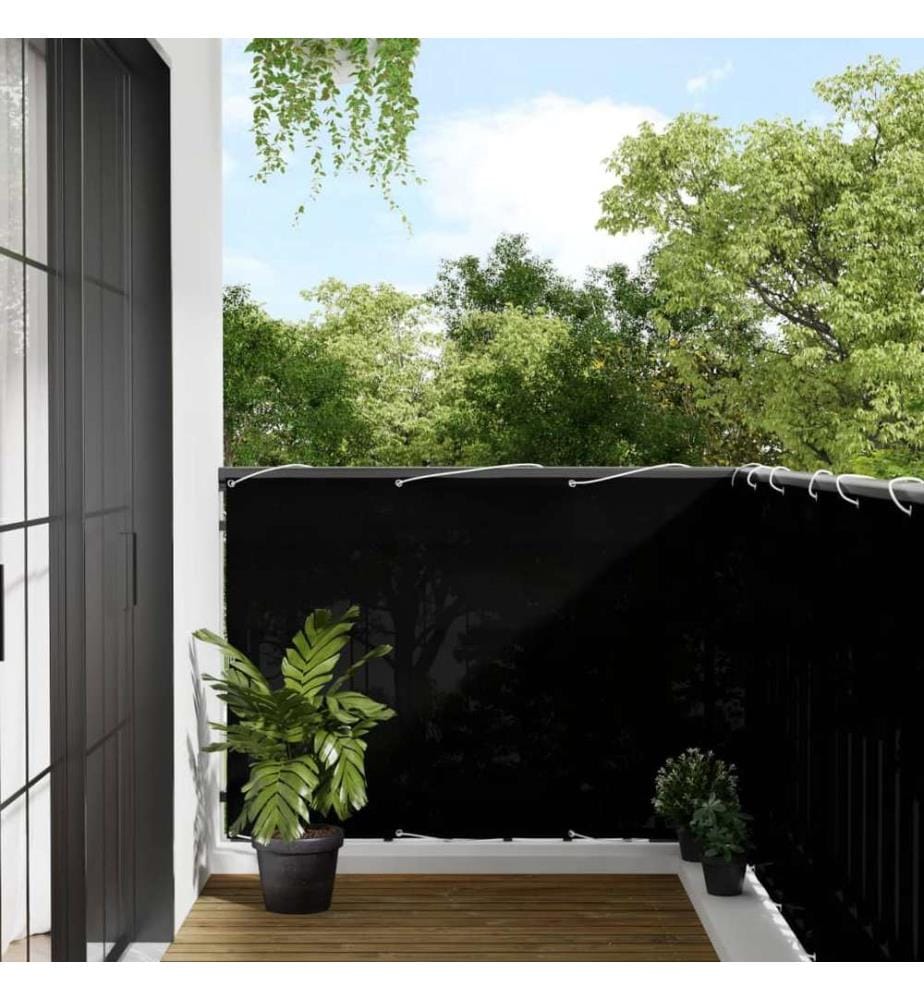 Balkon-Sichtschutz Schwarz 120x1000 cm 100 % Polyester-Oxford
