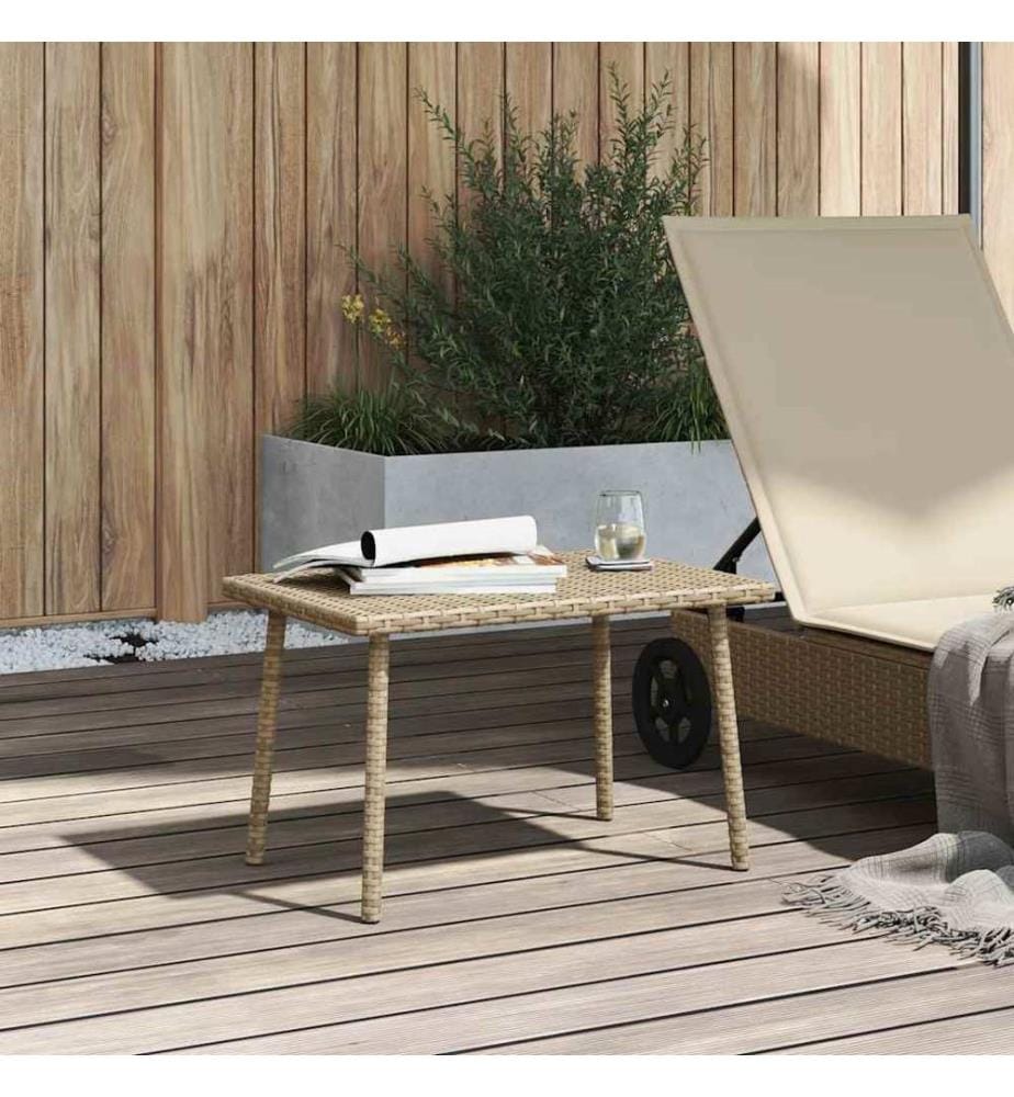Garten-Couchtisch Rechteckig Beige 60x40x37 cm Poly Rattan