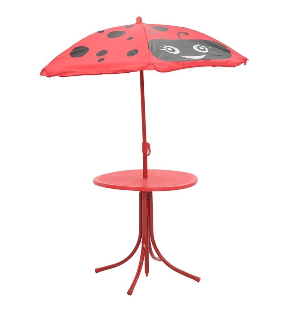 3-tlg. Garten-Bistro-Set für Kinder mit Sonnenschirm Rot