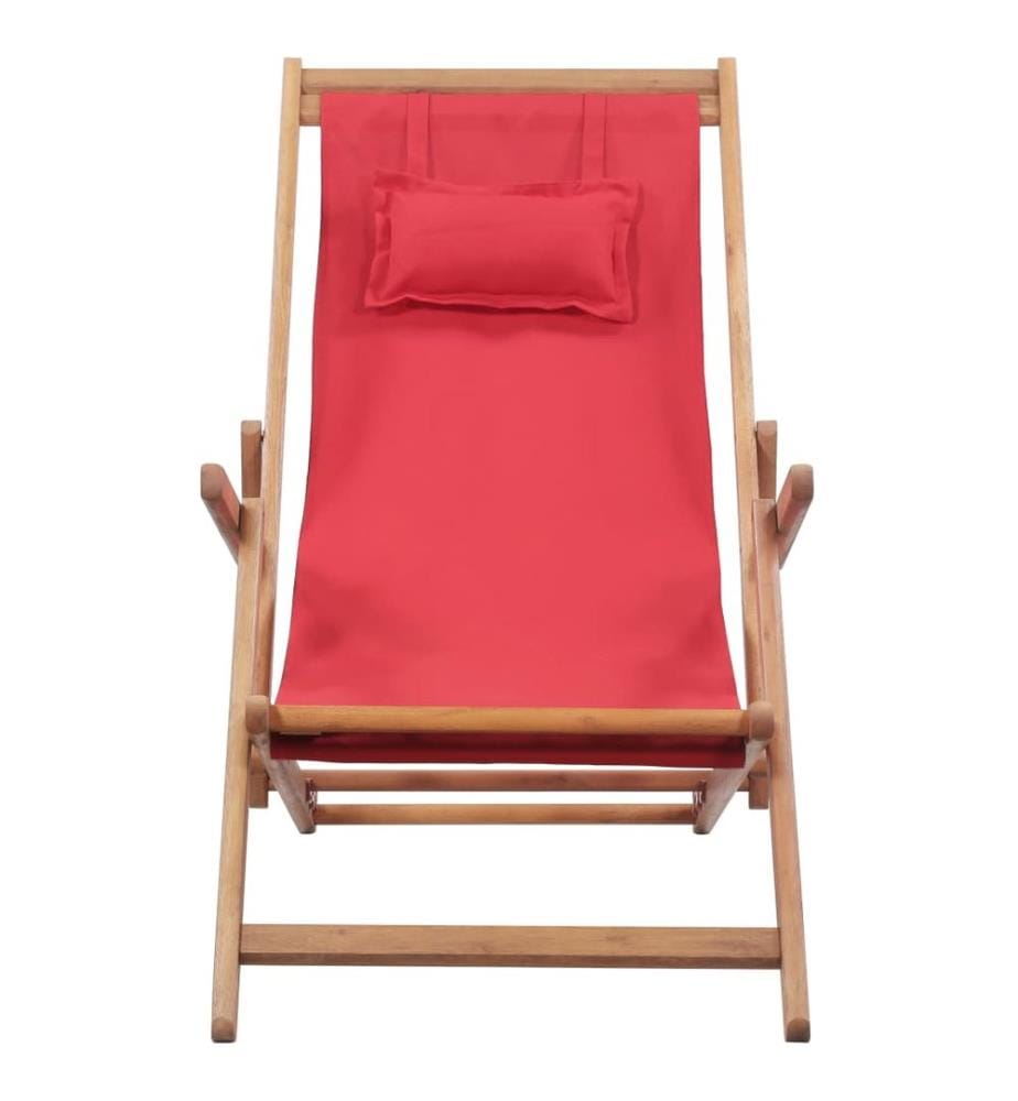 Strandstuhl Klappbar Stoff und Massivholz Rot