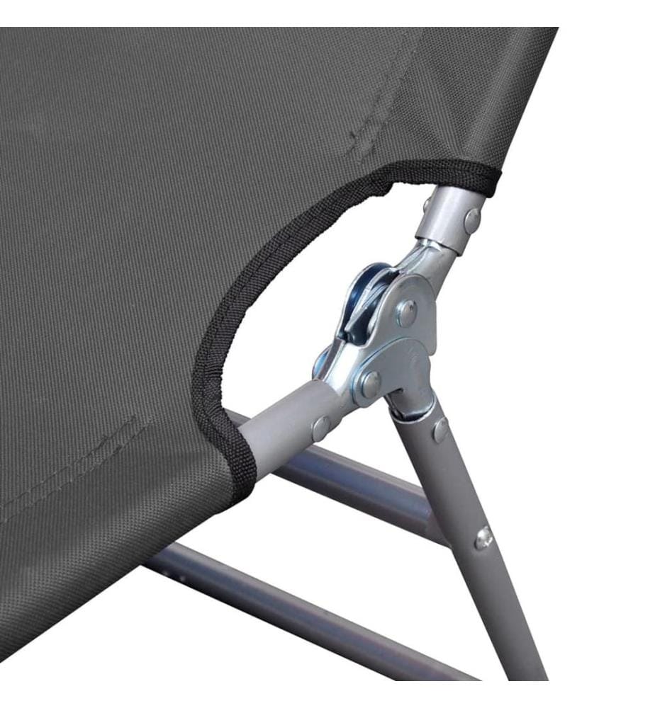 Chaise longue pliable et coussin de tête Dossier réglable Gris