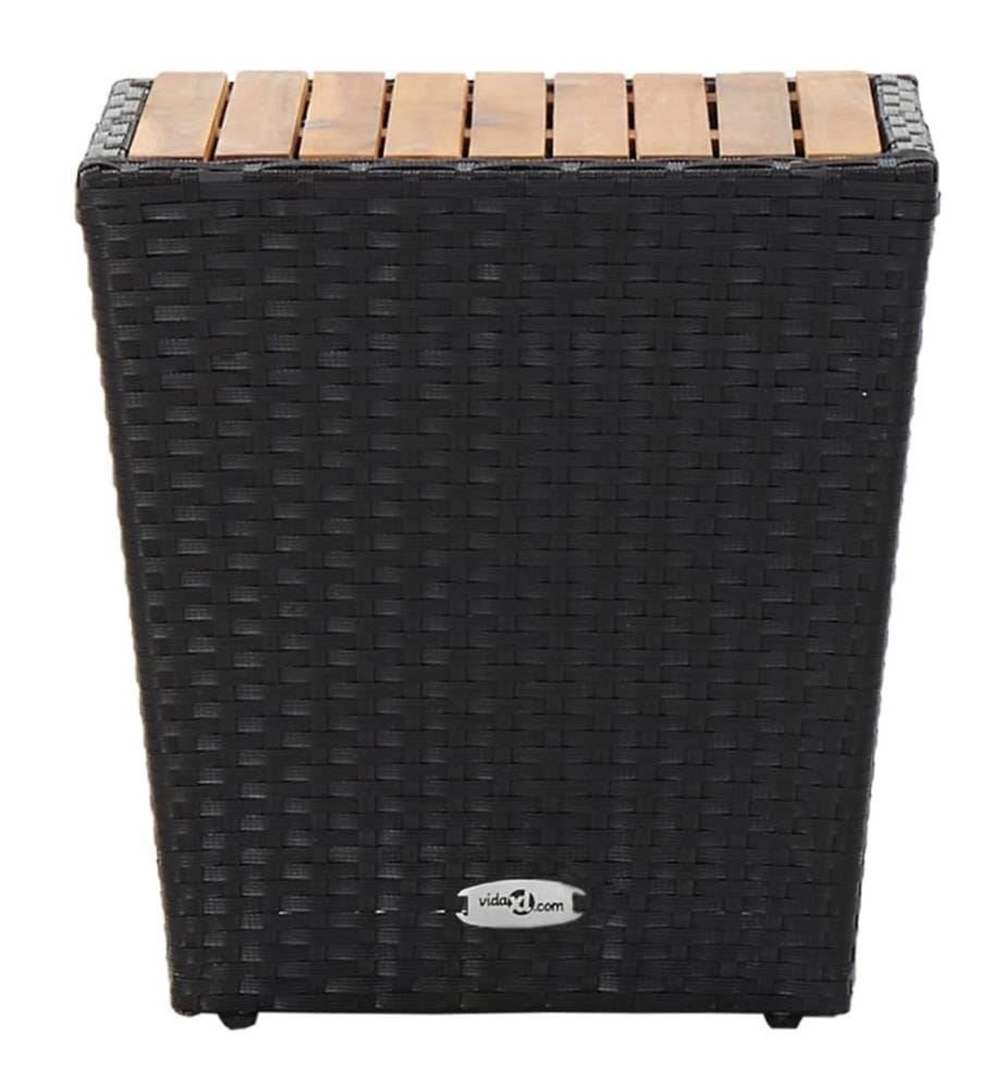 Beistelltisch Schwarz 41,5×41,5×43 cm Poly Rattan & Massivholz