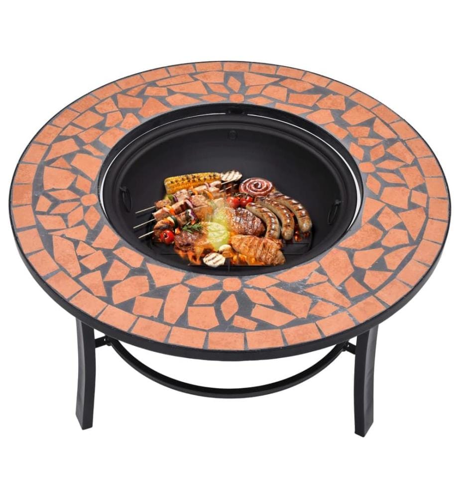 Feuerstelle Mosaik Keramik Terracotta 68 cm