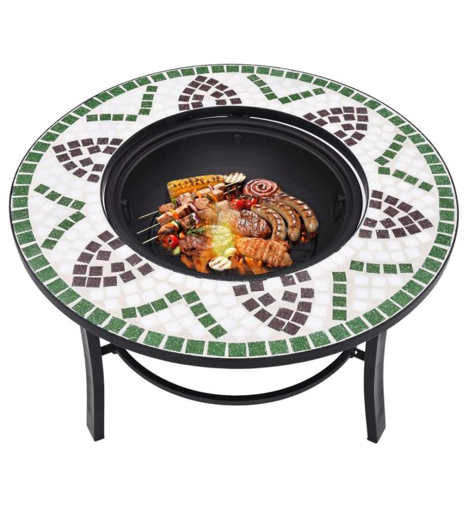 Feuerstelle Mosaik Keramik Grün 68 cm