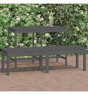 Gartenbank 2-Sitzer Grau 159,5x44x45 cm Massivholz Kiefer