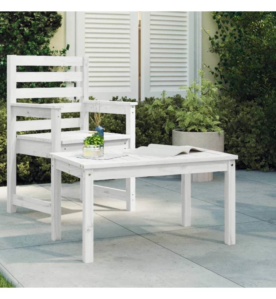 Gartentisch Weiss 82,5x50,5x45 cm Massivholz Kiefer