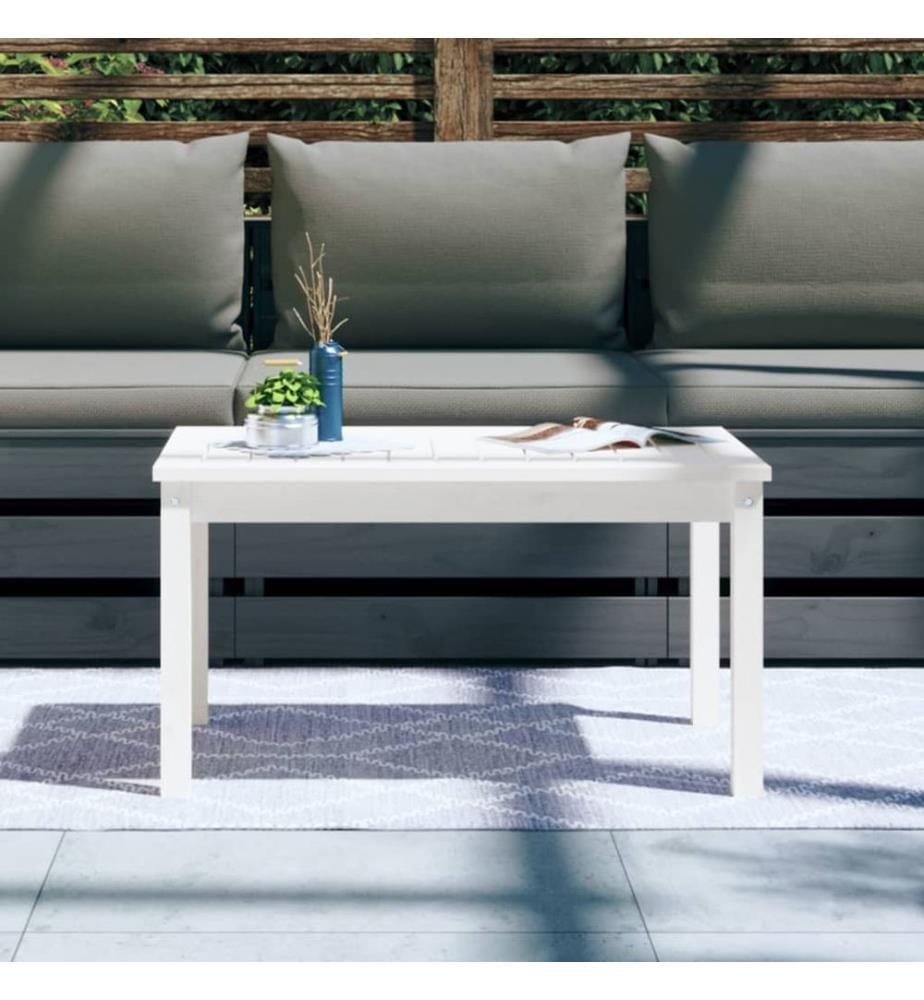 Gartentisch Weiss 82,5x50,5x45 cm Massivholz Kiefer