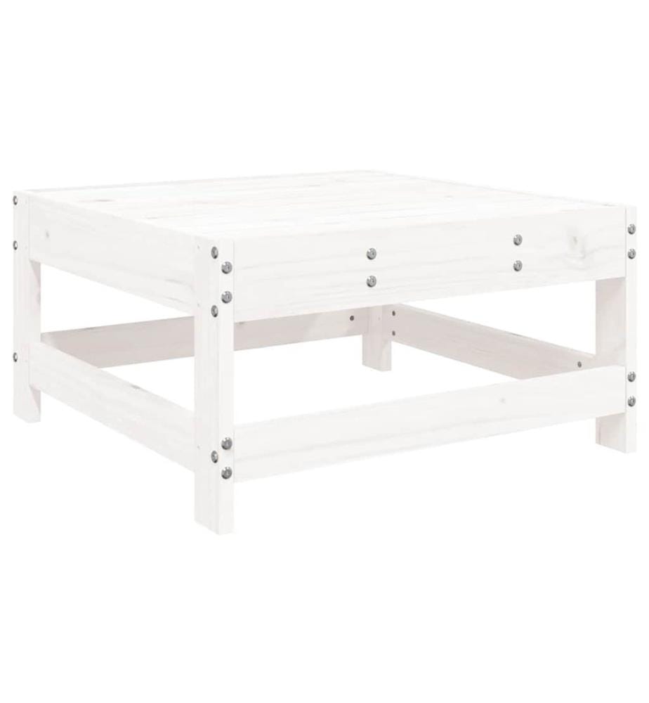 Gartenhocker mit Kissen Weiss Massivholz Kiefer