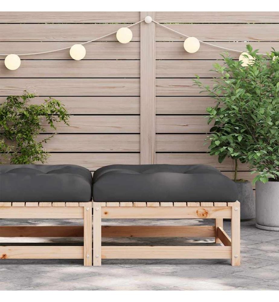 Gartenhocker mit Kissen Massivholz Kiefer