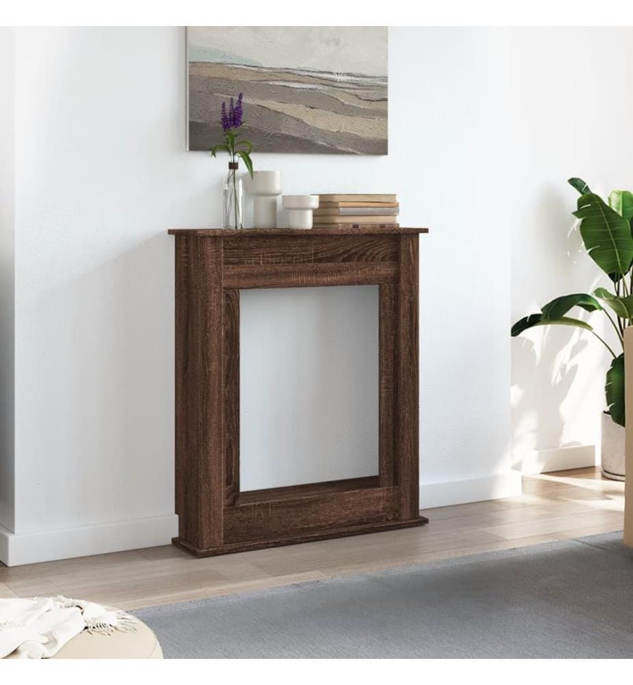 Kaminumrandung Braun Eichen-Optik 75x20x87,5 cm Holzwerkstoff