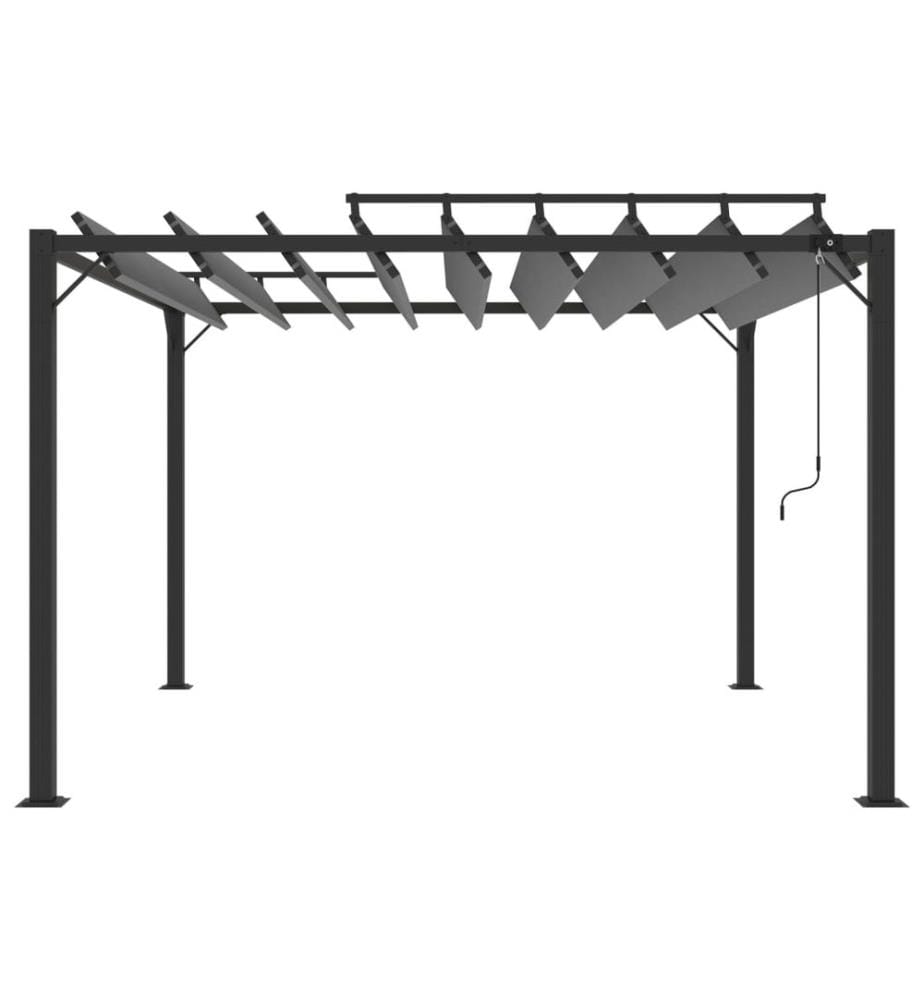 Pergola mit Lamellendach 3x3 m Anthrazit Stoff und Aluminium