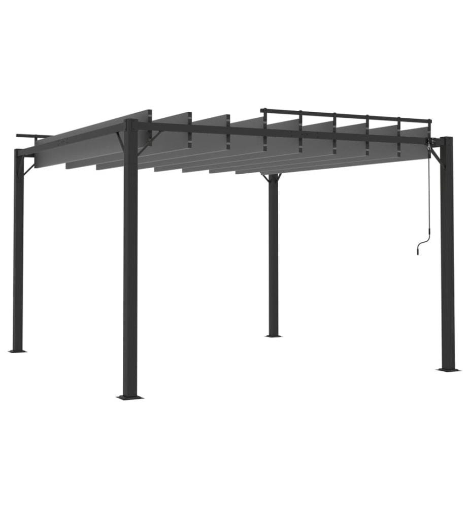 Pergola mit Lamellendach 3x3 m Anthrazit Stoff und Aluminium