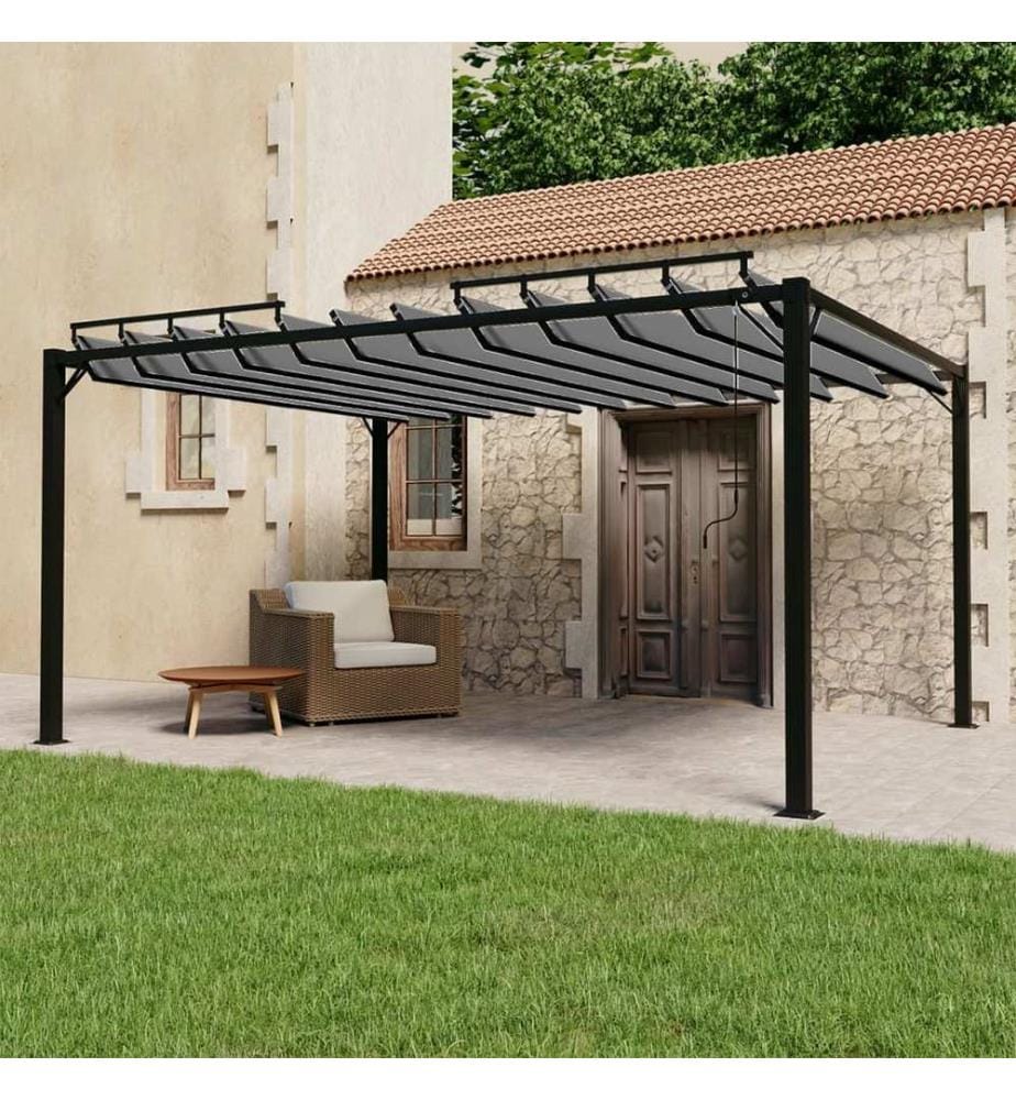 Pergola mit Lamellendach 3x4 m Anthrazit Stoff und Aluminium