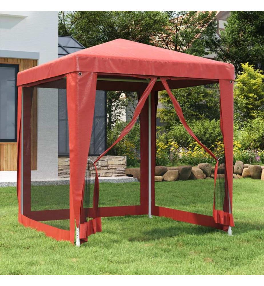 Partyzelt mit 4 Mesh-Seitenwänden Rot 2x2 m HDPE