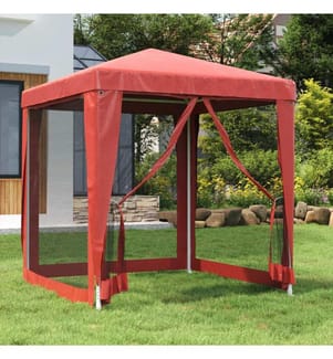 Partyzelt mit 4 Mesh-Seitenwänden Rot 2x2 m HDPE