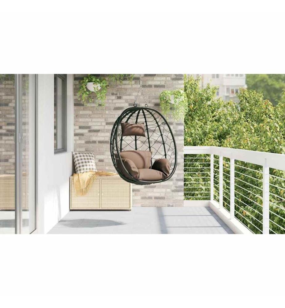 Hängendes Ei-Stuhl Kaffeebraun 91,5 x 54,5 x 107 cm Poly-Rattan
