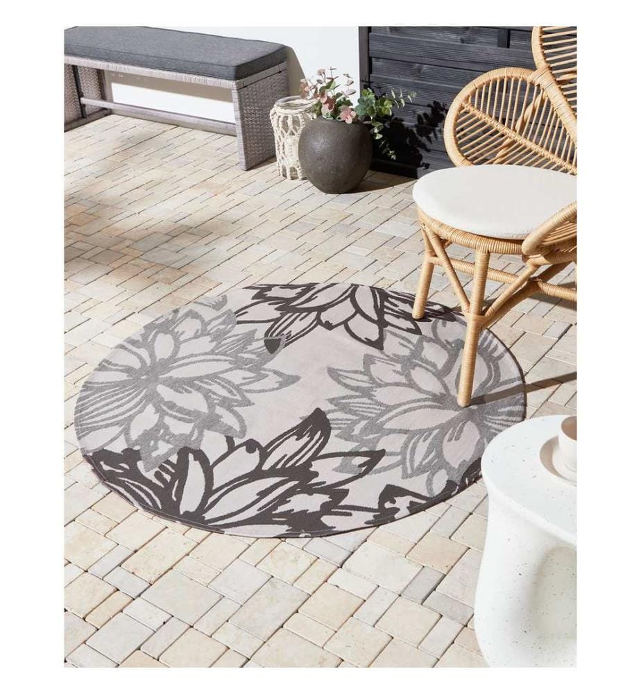 Outdoorteppich SOLAPUR Grau ø 120 cm