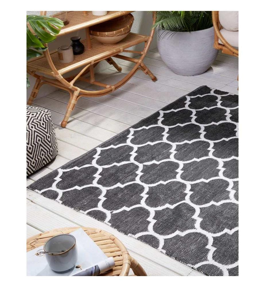 Tapis d'extérieur ALADANA Noir/blanc 160 x 230 cm Réversible