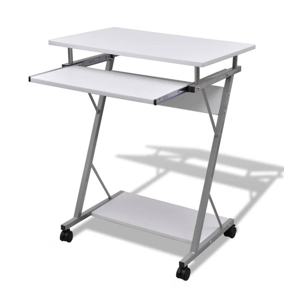 Computertisch Computerwagen PC Tisch Bürotisch Laptop auf Rollen weiss