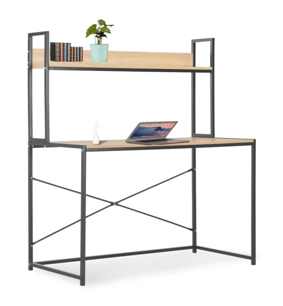 Computertisch Schwarz und Eiche 120x60x138 cm