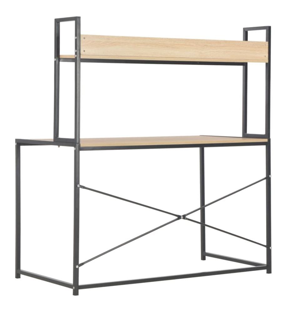 Computertisch Schwarz und Eiche 120x60x138 cm