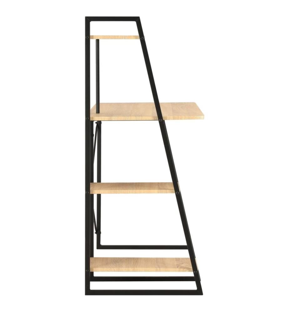 Schreibtisch mit Regaleinheit Schwarz und Eiche 102×50×117 cm