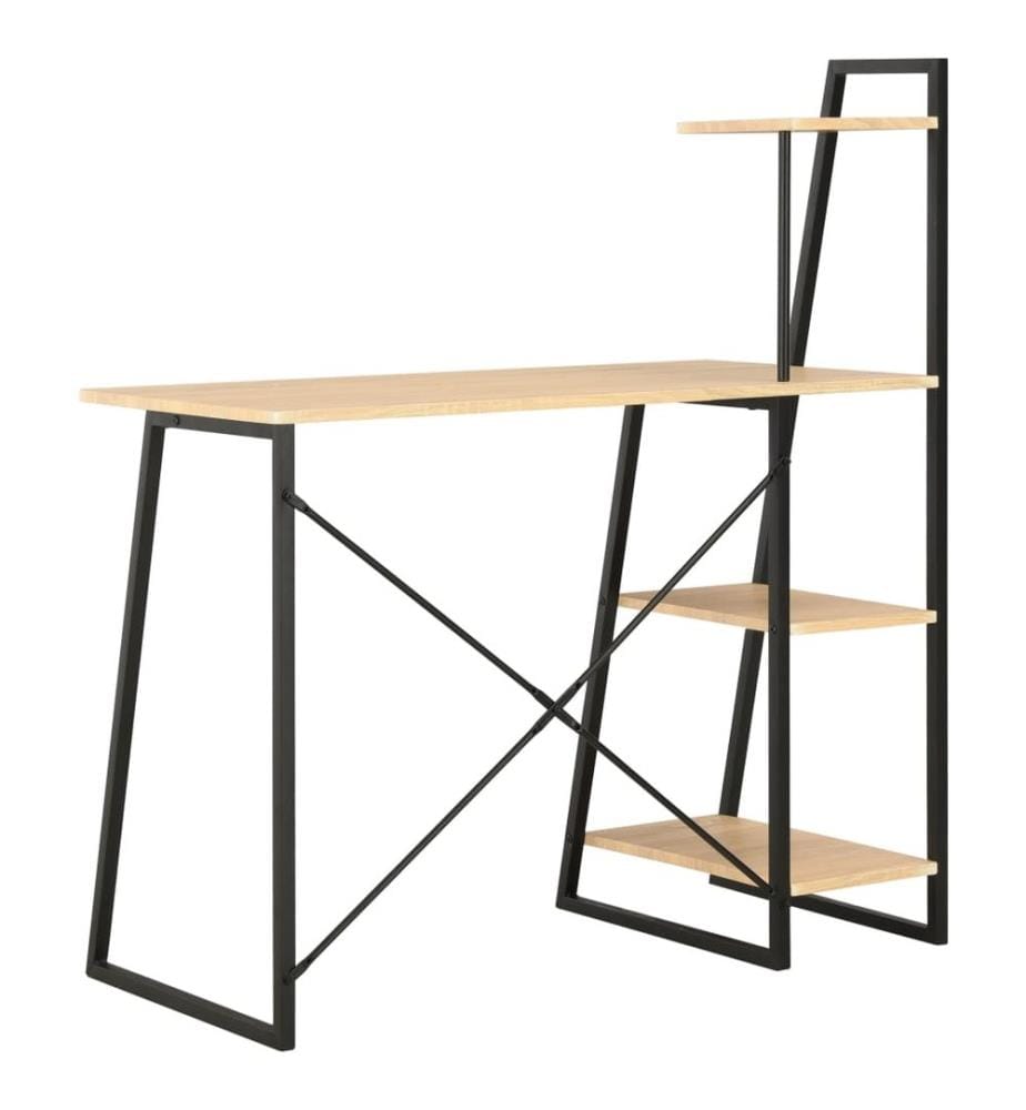 Schreibtisch mit Regaleinheit Schwarz und Eiche 102×50×117 cm