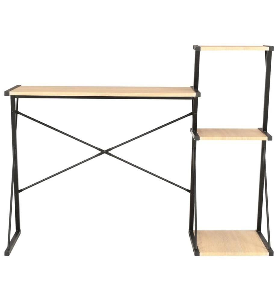 Schreibtisch mit Regal Schwarz und Eiche 116×50×93 cm