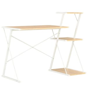 Schreibtisch mit Regal Weiss und Eiche 116×50×93 cm