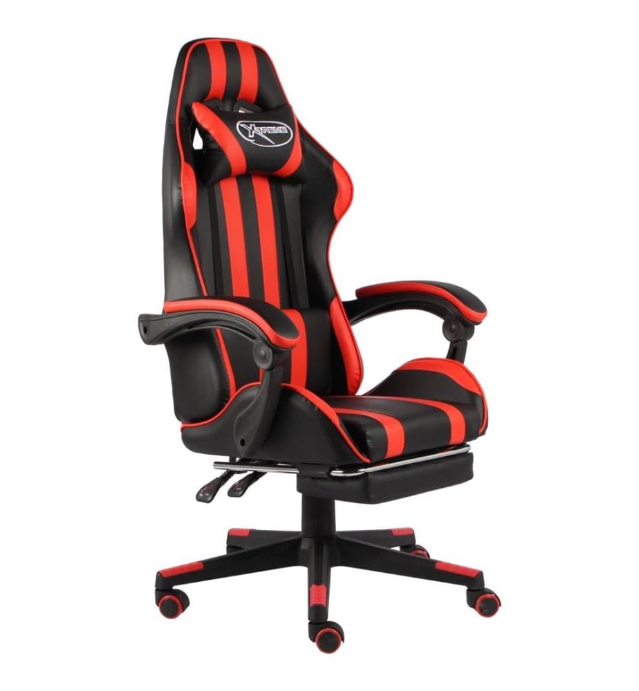 Gaming-Stuhl mit Fussstütze Schwarz und Rot Kunstleder