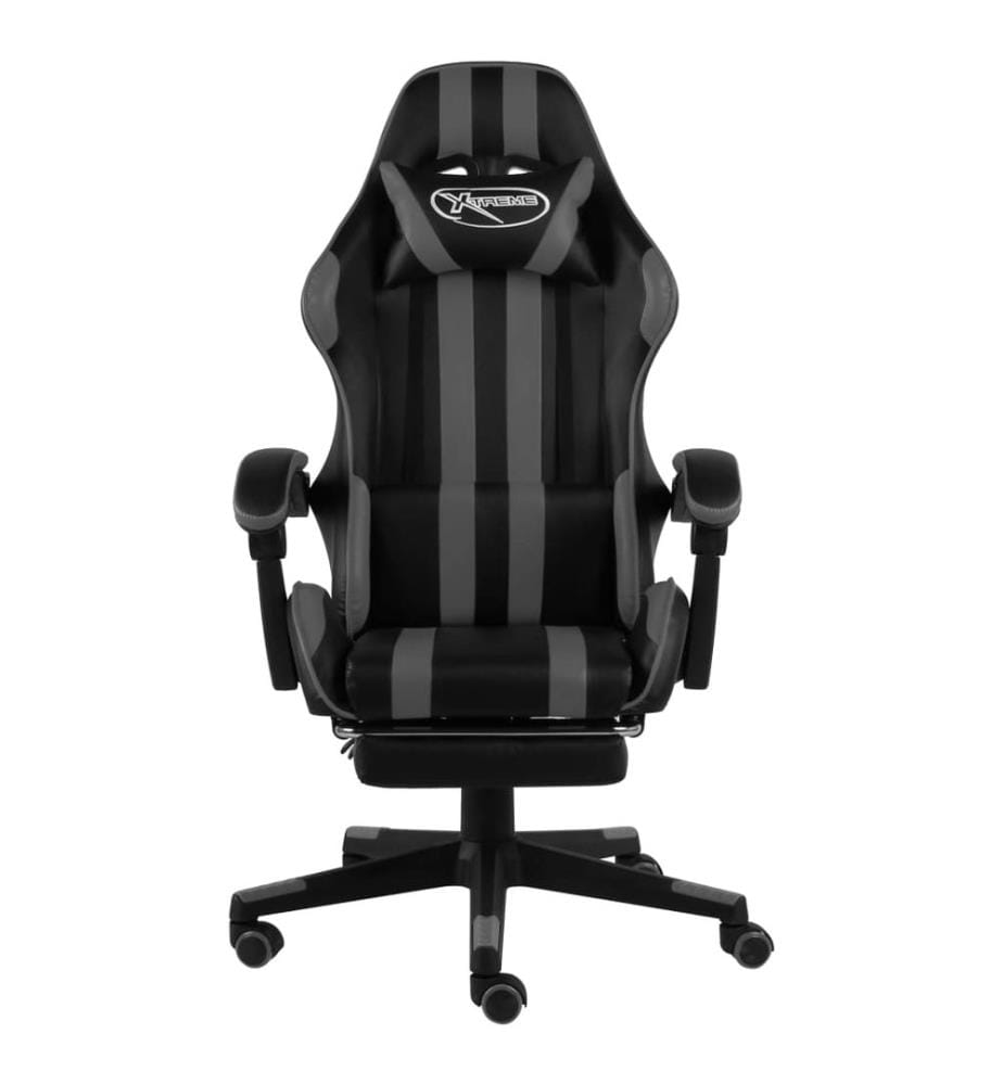 Gaming-Stuhl mit Fussstütze Schwarz und Grau Kunstleder