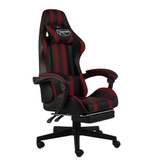 Gaming-Stuhl mit Fussstütze Schwarz und Weinrot Kunstleder