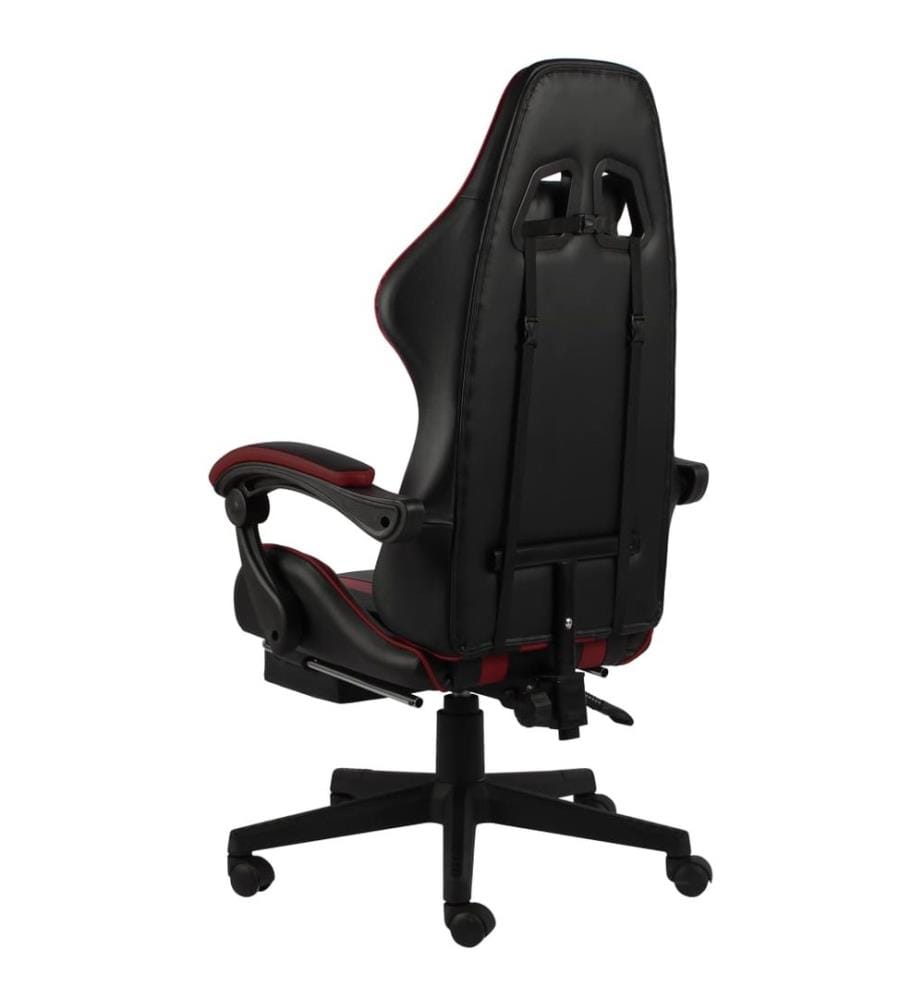 Fauteuil de jeux vidéo et repose-pied Noir/bordeaux Similicuir