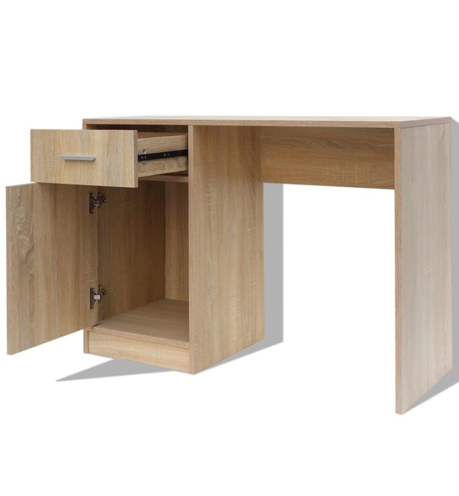 Bureau avec tiroir et placard Chêne 100x40x73 cm