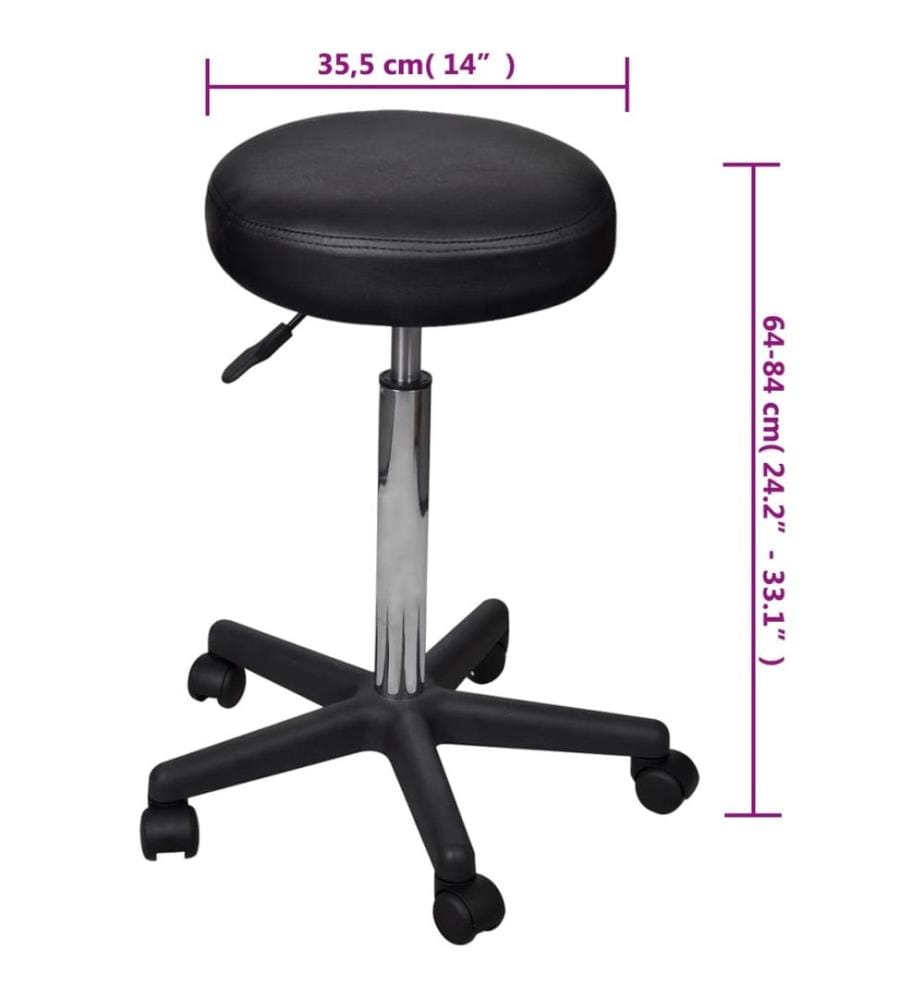 Bürohocker 2 Stk. Schwarz 35,5x84 cm Kunstleder