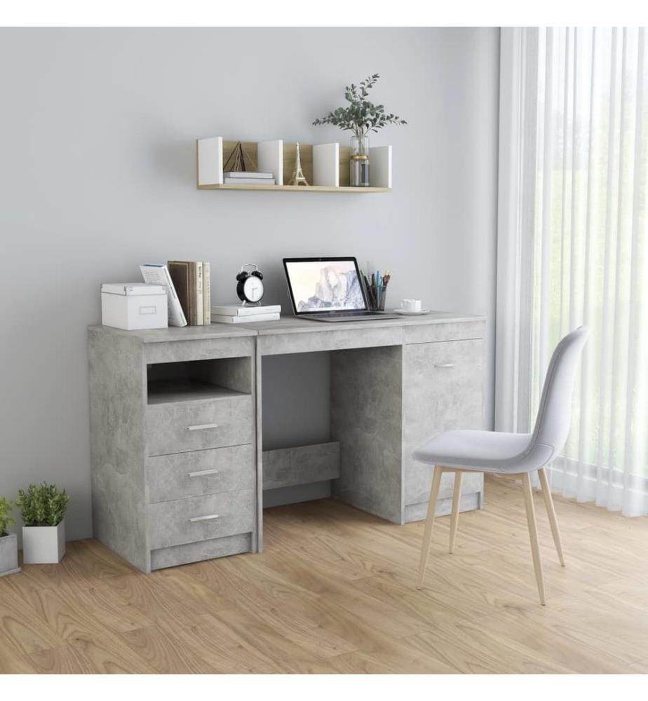 Bureau Gris béton 140x50x76 cm Bois d'ingénierie