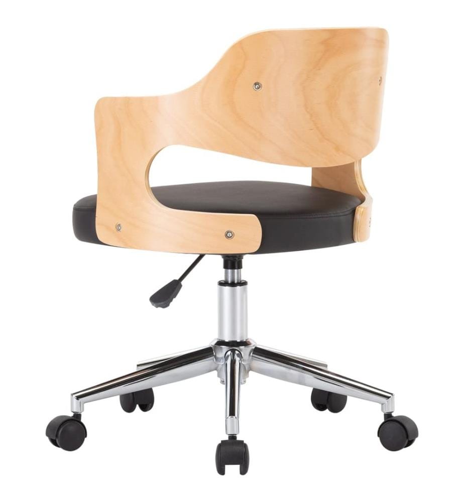 Drehbarer Bürostuhl Schwarz Bugholz und Kunstleder
