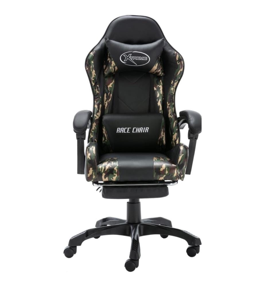 Gaming-Stuhl mit Fussstütze Schwarz und Tarnmuster Kunstleder