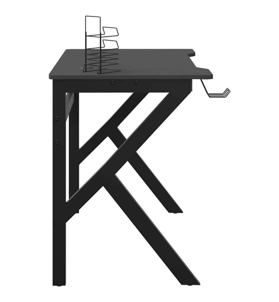 Bureau de jeu avec pieds en forme de K Noir 90x60x75 cm