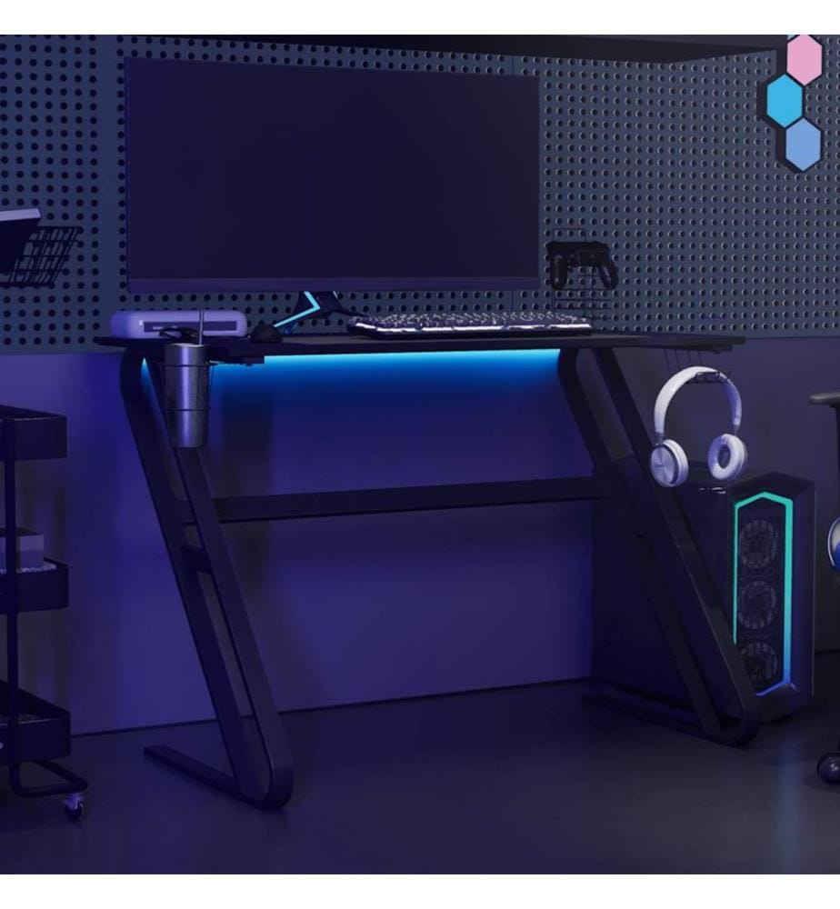 Bureau de jeu avec pieds en forme de ZZ Noir 110x60x75 cm