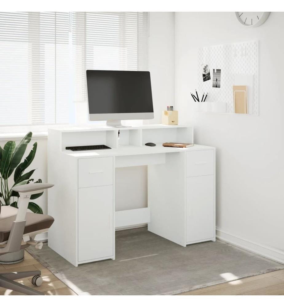 Bureau avec lumières LED blanc 120x55x91 cm bois d'ingénierie