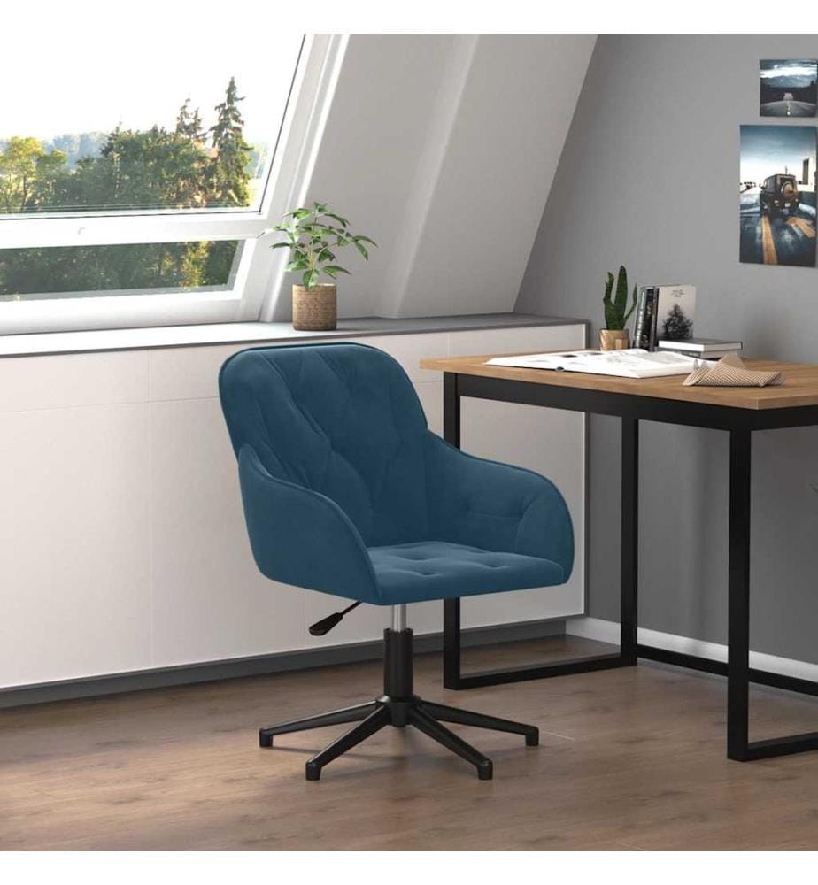 Bürostuhl Drehbar Blau Samt