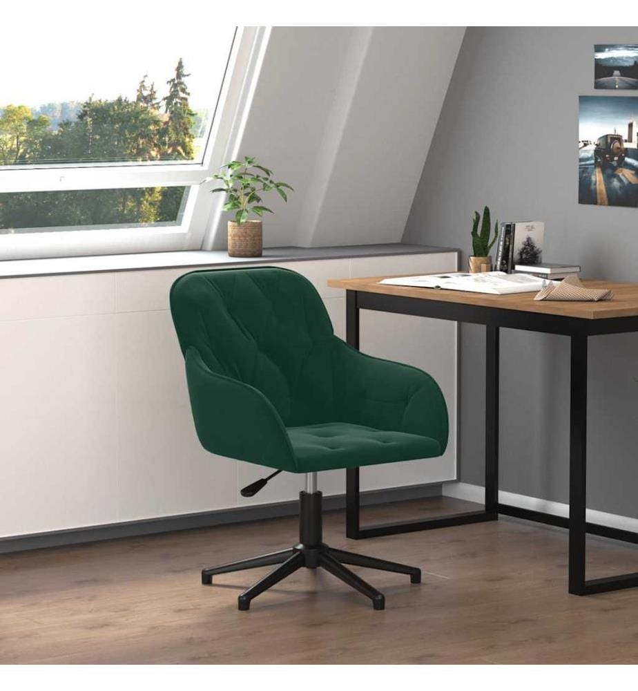 Chaise pivotante de bureau Vert foncé Velours
