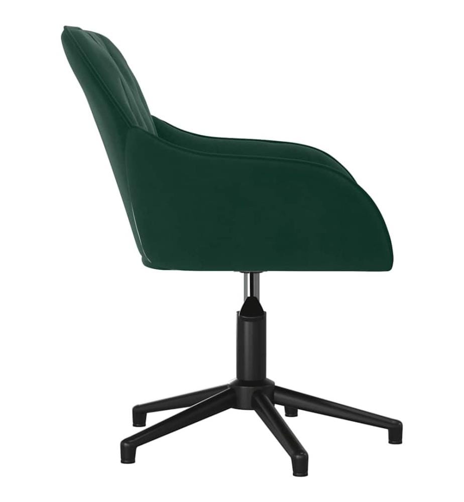 Chaise pivotante de bureau Vert foncé Velours