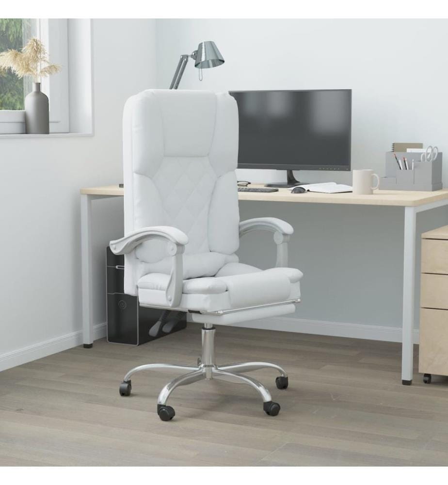 Fauteuil de massage inclinable de bureau Blanc Similicuir